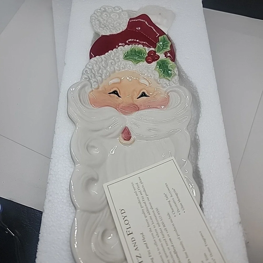 FITZ & FLOYD Santa Claus Snack Therapy 13" Christmas Cookie Serving Tray Decor - Picture 7 of 9